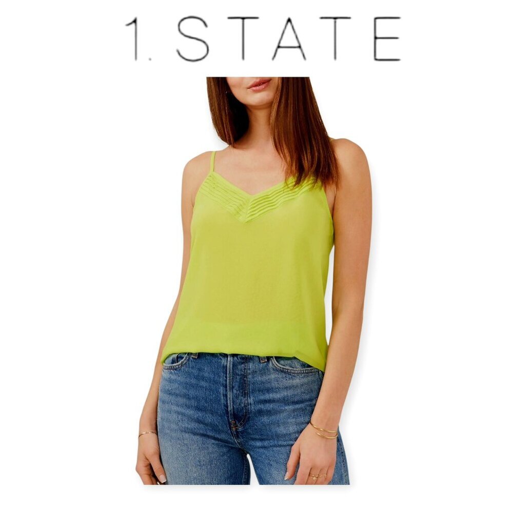 1State Lime Green Chiffon Sleeveless Tank Top Size S New With Tags Summer